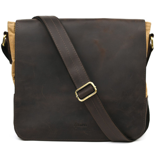 Сумка через плече розміру А4 з парусини та шкіри RSw-6601-3md TARWA