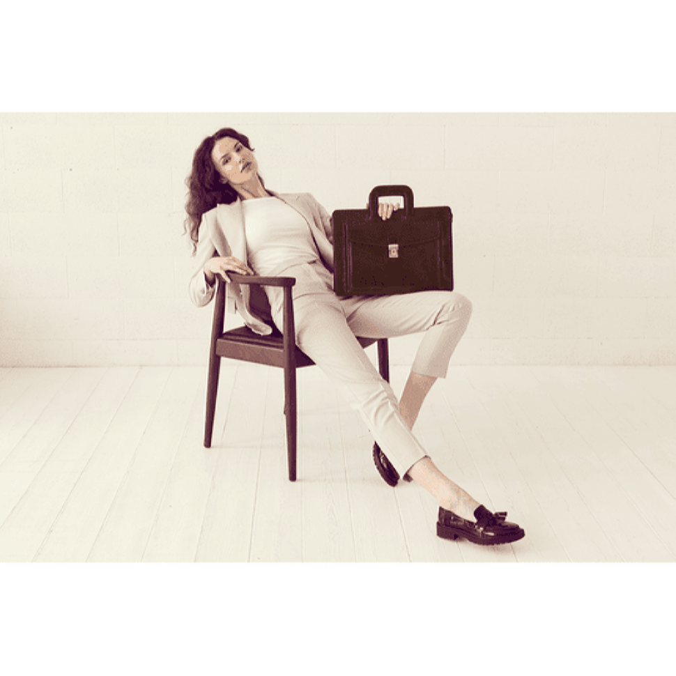 Шкіряний портфель - The Smempest - шоколадний коричневий