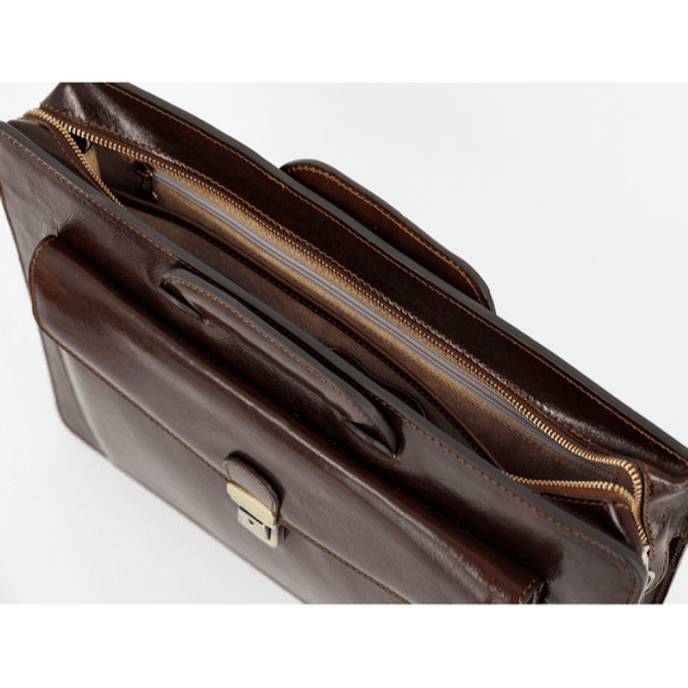 Шкіряний портфель - The Smempest - шоколадний коричневий