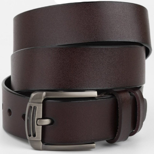 Ремінь чоловічий із затемненою пряжкою механіка Vintage 20313 Коричневий