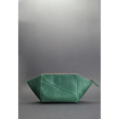 Women's leather cosmetic bag green Crazy Horse
