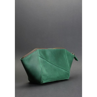 Women's leather cosmetic bag green Crazy Horse