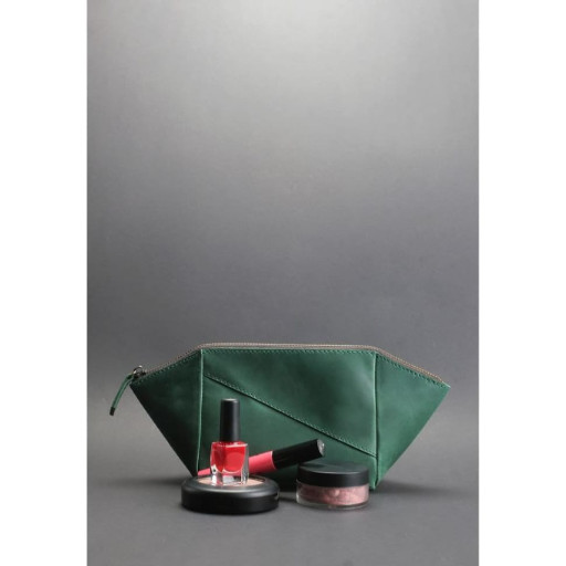 Жіноча шкіряна косметичка зелена Crazy Horse
