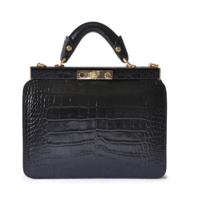 Pratesi KNE153 - Vittoria Colonna King Woman Bag in real leather King Black