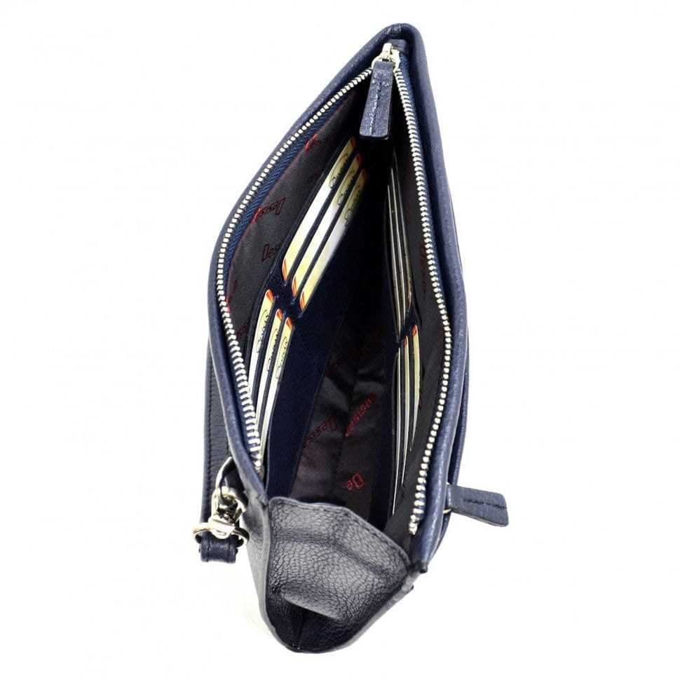 Барсетка кистьова шкіряна DESISAN 1460-315 синій флотар