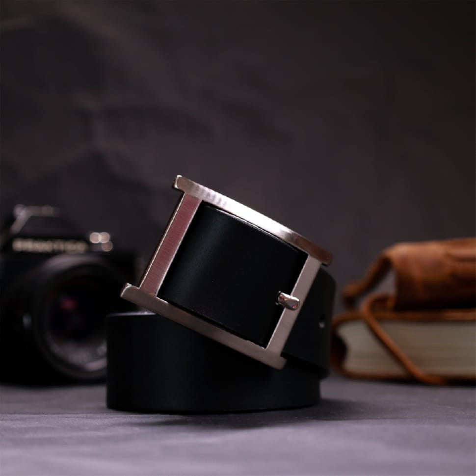 Якісний пояс під штани для чоловіків з натуральної шкіри GRANDE PELLE 11689 Чорний