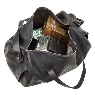 Travel bag Grande Pelle made of genuine leather, black 760110