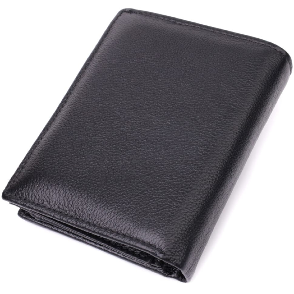 Вертикальный кошелек для стильных мужчин из натуральной кожи ST Leather 22464 Черный