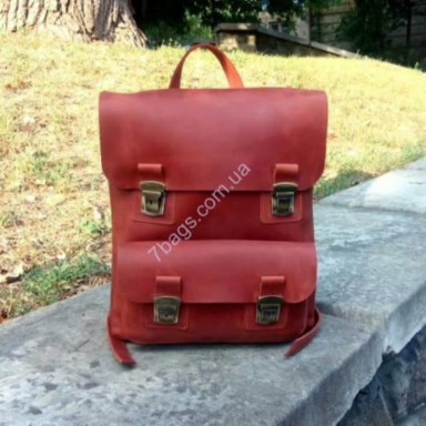 School Cognac urban unisex leather backpack