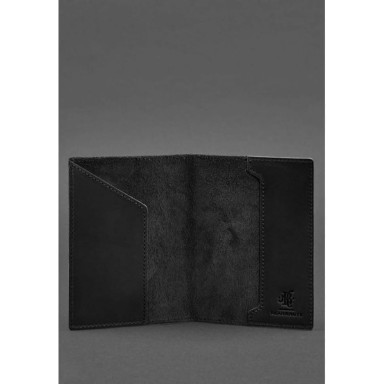 Leather passport cover with Austrian coat of arms black Crazy Horse