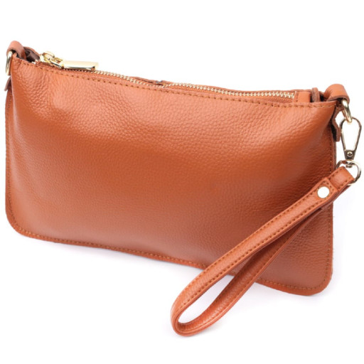 Універсальна жіноча сумка-клатч з двома ременями з натуральної шкіри Vintage 22645 Руда