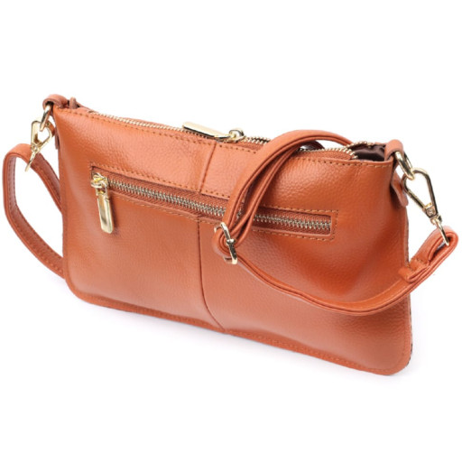 Універсальна жіноча сумка-клатч з двома ременями з натуральної шкіри Vintage 22645 Руда