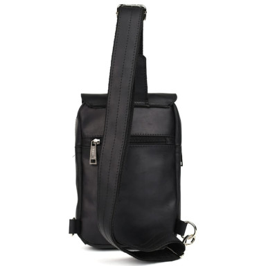 Backpack leather sling on one shoulder RA-6403-4lx TARWA black crazy horse