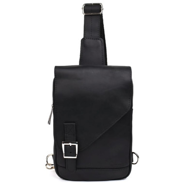 Backpack leather sling on one shoulder RA-6403-4lx TARWA black crazy horse
