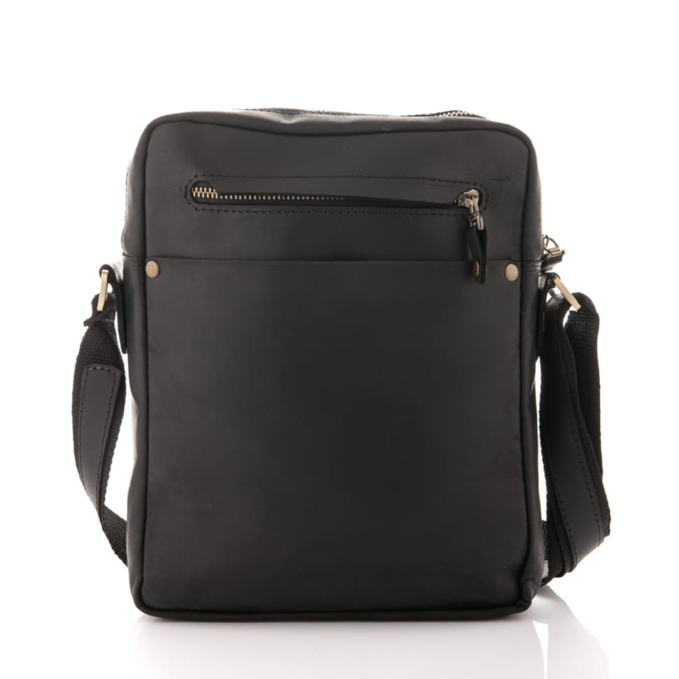 Чоловіча шкіряна сумка через плече чорного кольору Newery N3950KA