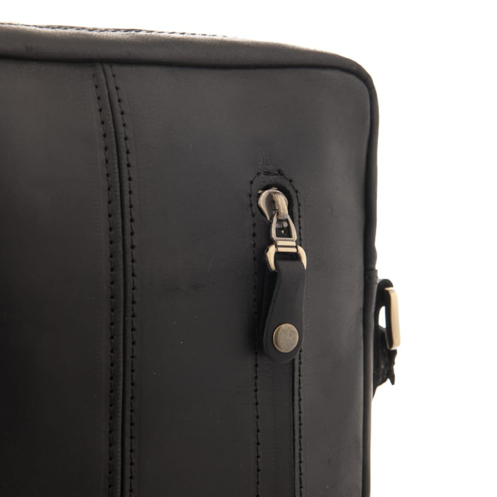 Чоловіча шкіряна сумка через плече чорного кольору Newery N3950KA