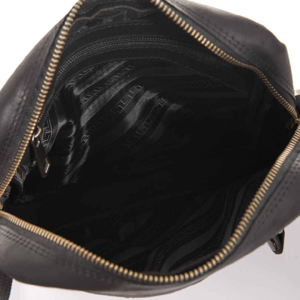 Чоловіча шкіряна сумка через плече чорного кольору Newery N3950KA