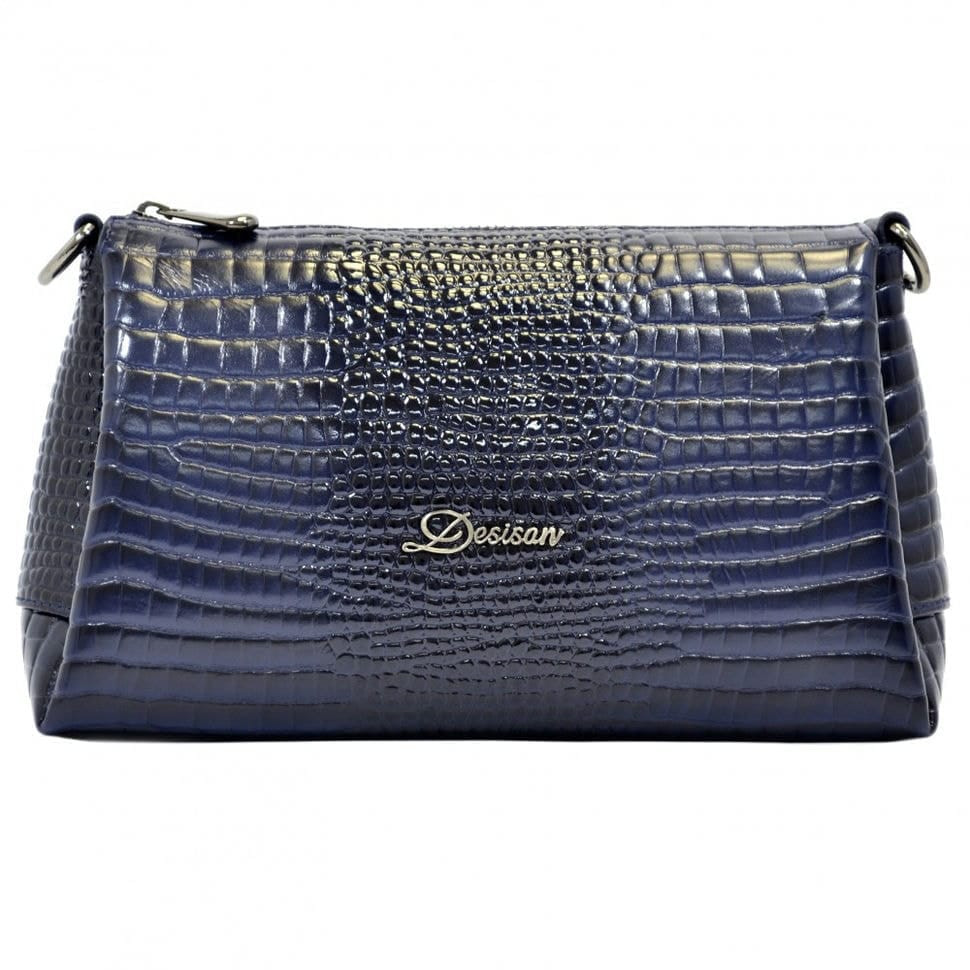 Сумка жіноча шкіряна Desisan 3017-634 синій кроко лак
