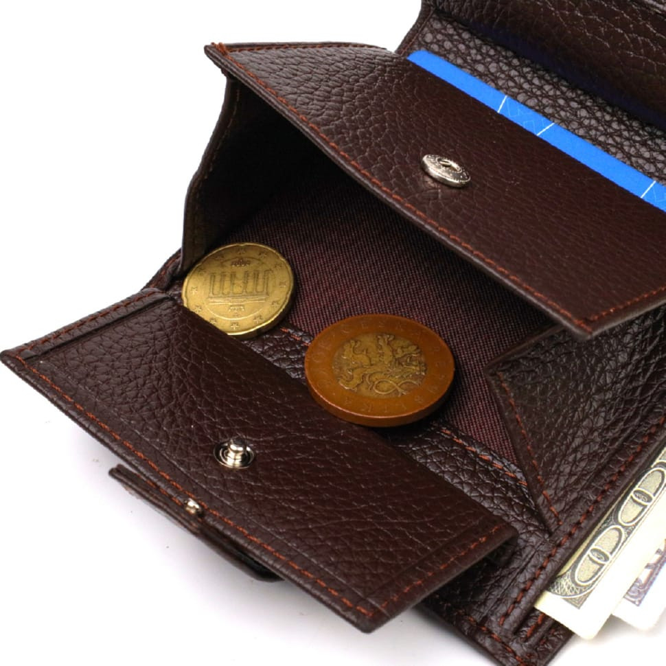 Універсальний чоловічий гаманець із натуральної зернистої шкіри CANPELLINI 21744 Коричневий