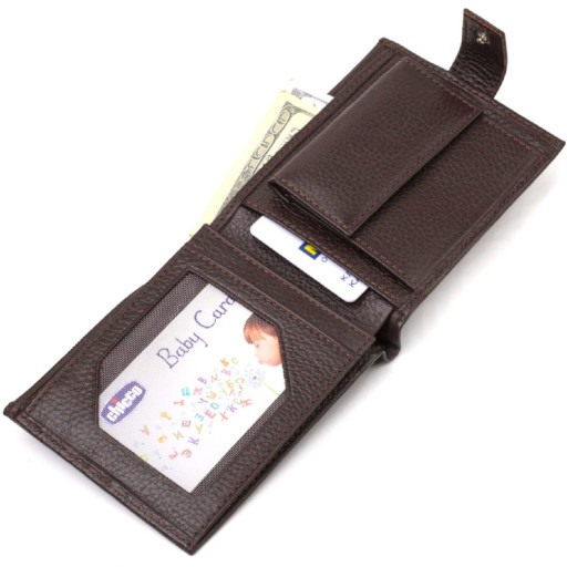 Місткий чоловічий гаманець із натуральної шкіри флотар CANPELLINI 21944 Коричневий