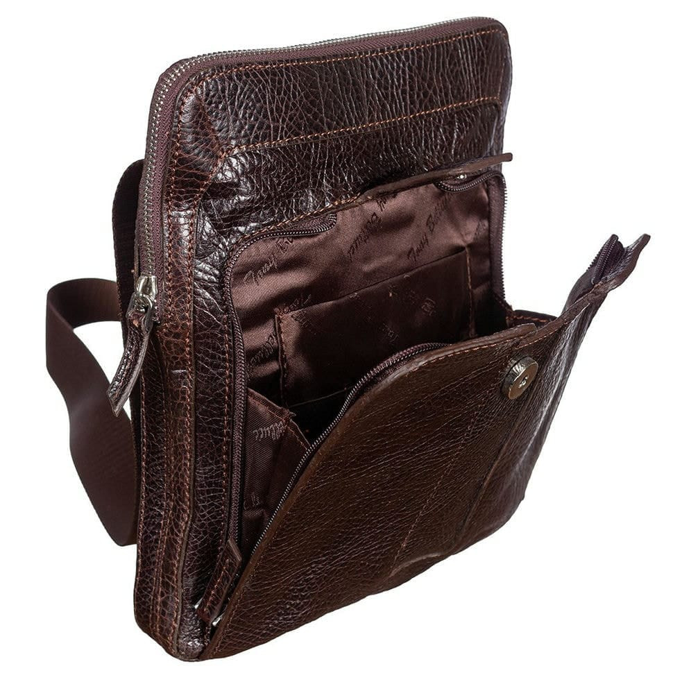 Барсетка м'яка шкіряна Tony Bellucci 5058-886 коричневий флотар