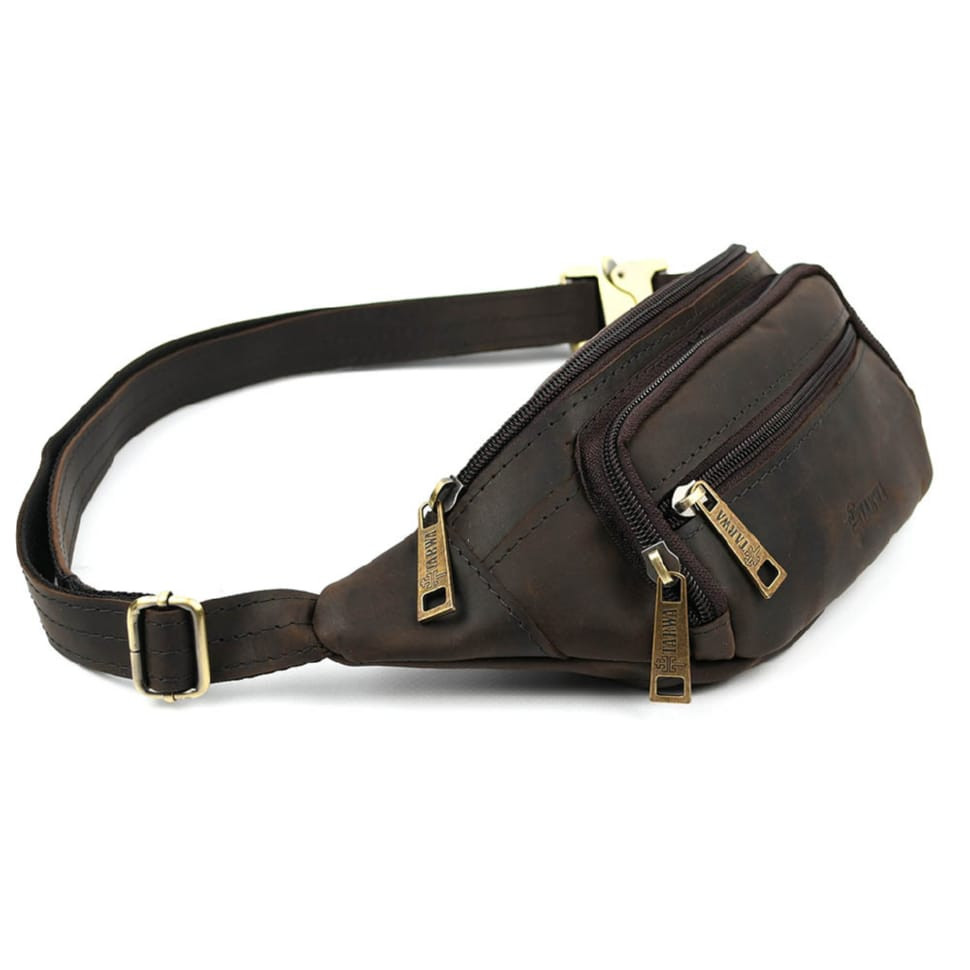 Бананка шкіряна, сумка напоясна коричневий крейзі хорс TARWA RC-7218-3md