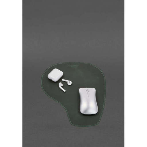 Килимок для мишки Грушка із натуральної шкіри зелений Crazy Horse