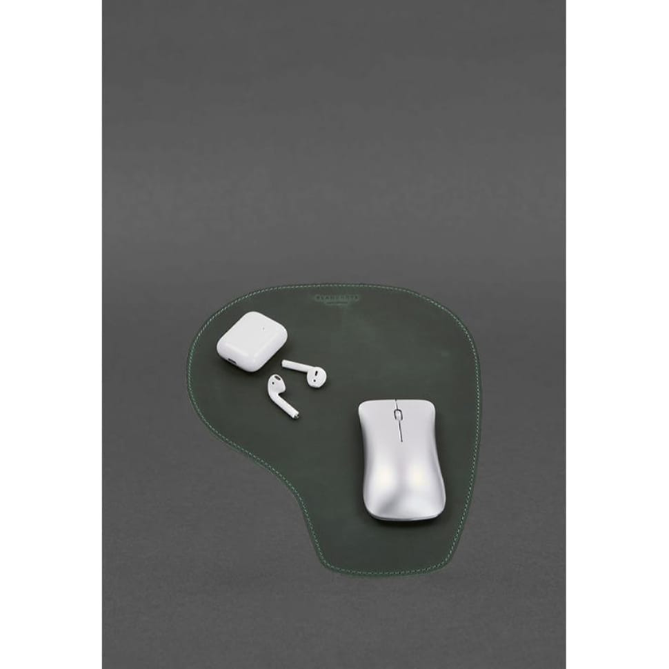 Килимок для мишки Грушка із натуральної шкіри зелений Crazy Horse