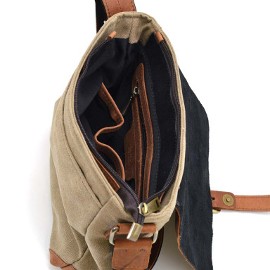 Mens cross-body messenger bag, canvas and leather RBs-1309-4lx TARWA