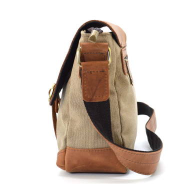 Mens cross-body messenger bag, canvas and leather RBs-1309-4lx TARWA