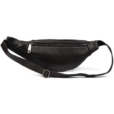 Leather banana bag with two compartments with front pocket TARWA GC-8040-3md brown