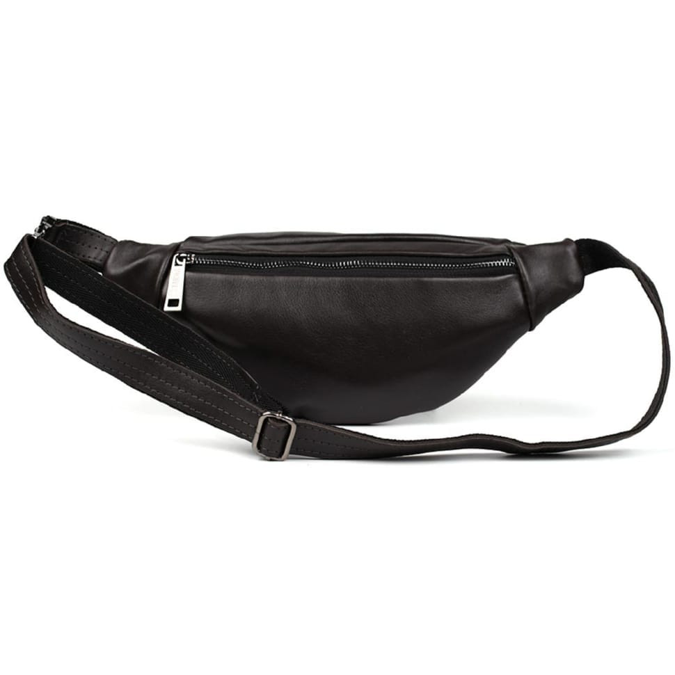 Leather banana bag with two compartments with front pocket TARWA GC-8040-3md brown