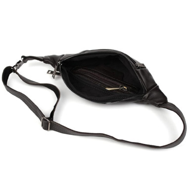Leather banana bag with two compartments with front pocket TARWA GC-8040-3md brown