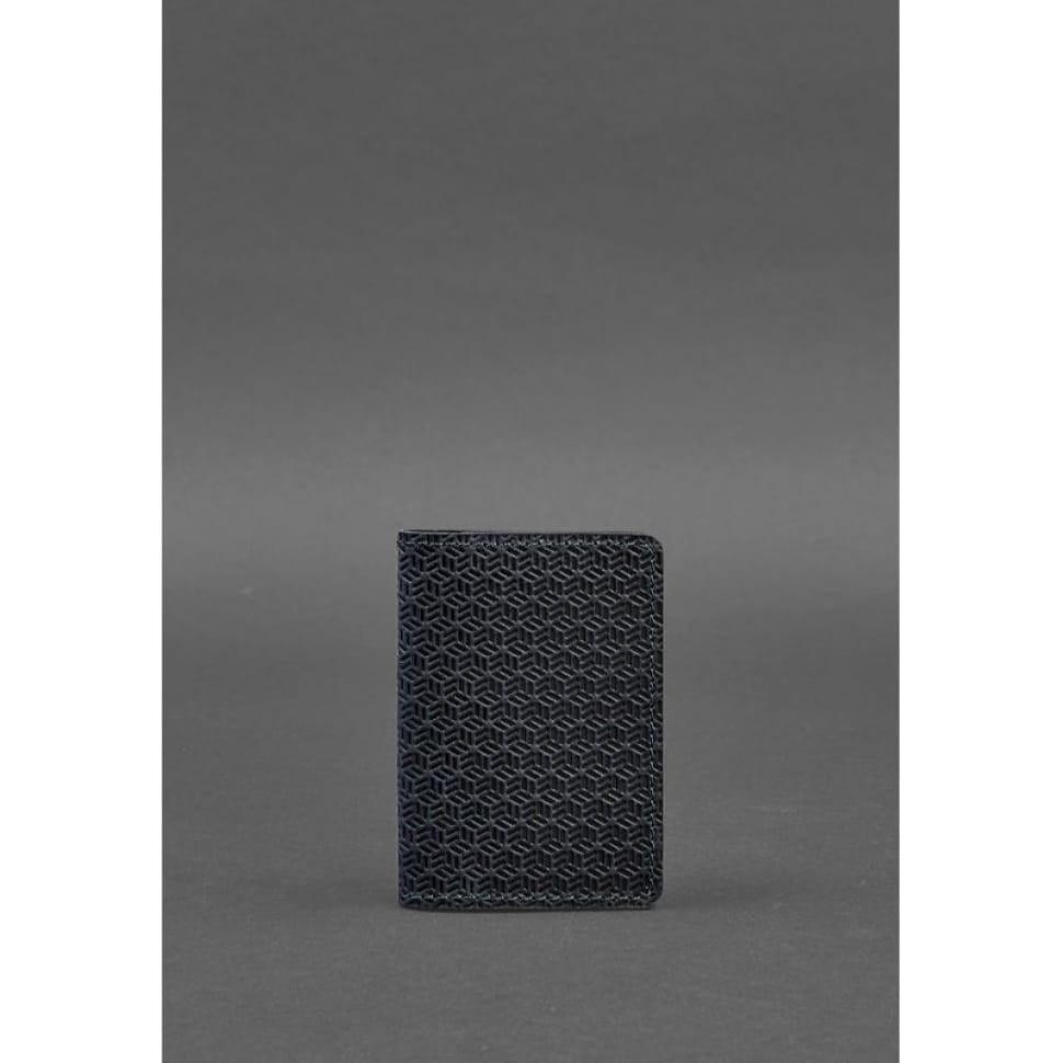 Чоловічий шкіряний кард-кейс (візитниця) 6.0 Карбон синій