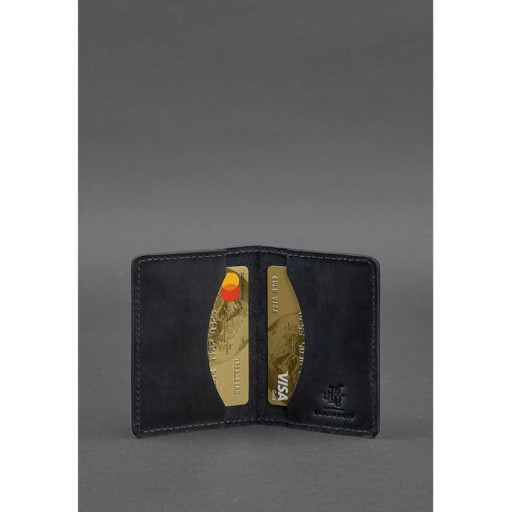 Чоловічий шкіряний кард-кейс (візитниця) 6.0 Карбон синій
