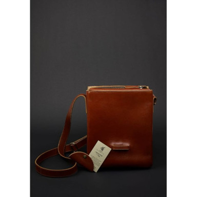 Esquire Men's Leather Messenger Bag Light Brown