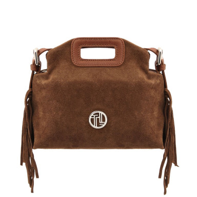 Nomade Suede leather fringe clutch