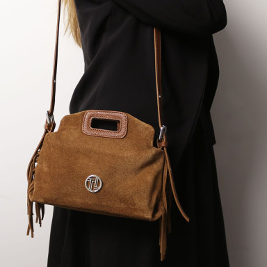 Nomade Suede leather fringe clutch