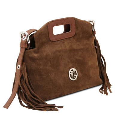 Nomade Suede leather fringe clutch