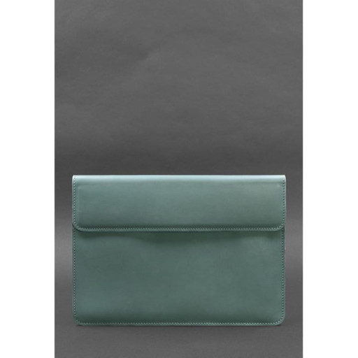 Шкіряний чохол-конверт на магнітах для MacBook 14 Бірюзовий