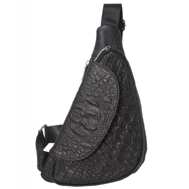 Кожаный рюкзак через плечо BUFFALO BAGS M698A черный кроко