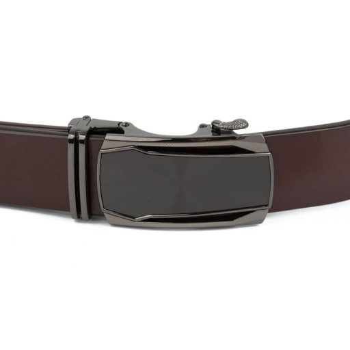 Ремінь чоловічий з матовою вставкою на пряжці Vintage 20278 Коричневий