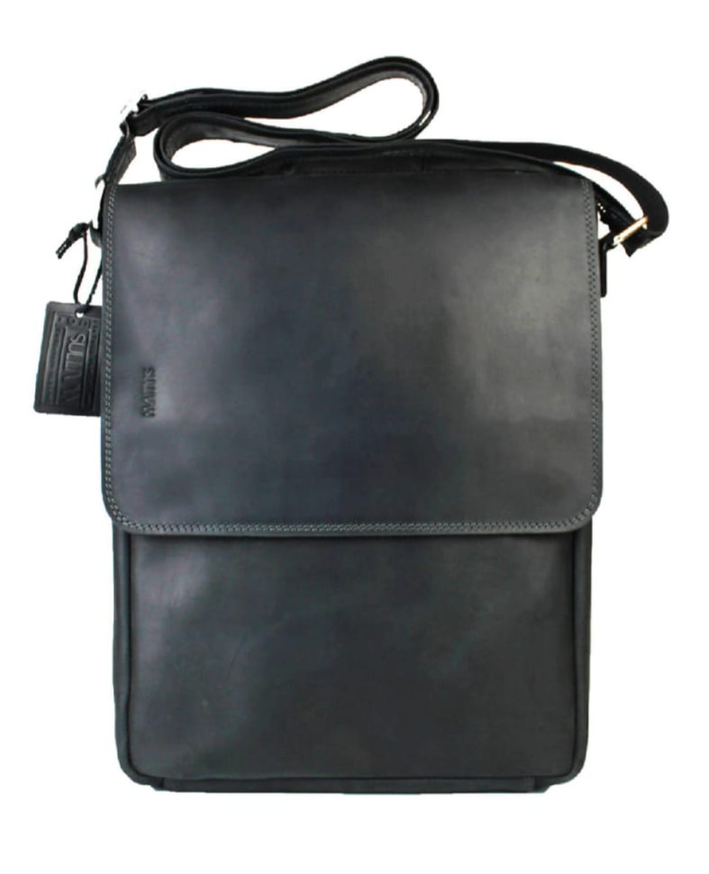 Сумка  под  A4 для документов мужская вертикальная кожаная планшет SULLIVAN 354155(48) черная