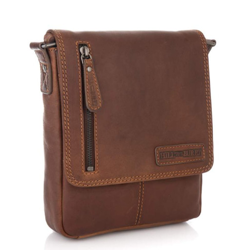 Чоловік шкіряний коричневий месенджер HB3069B, HILL BURRY