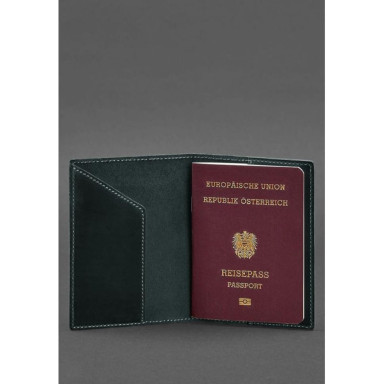 Leather passport cover with Austrian coat of arms green Crazy Horse