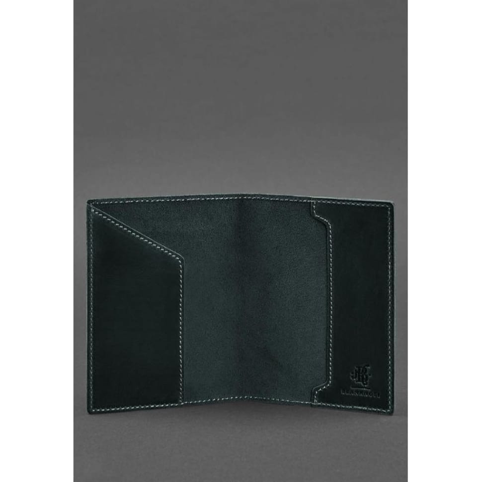 Кожаная обложка для паспорта с австрийским гербом зеленая Crazy Horse