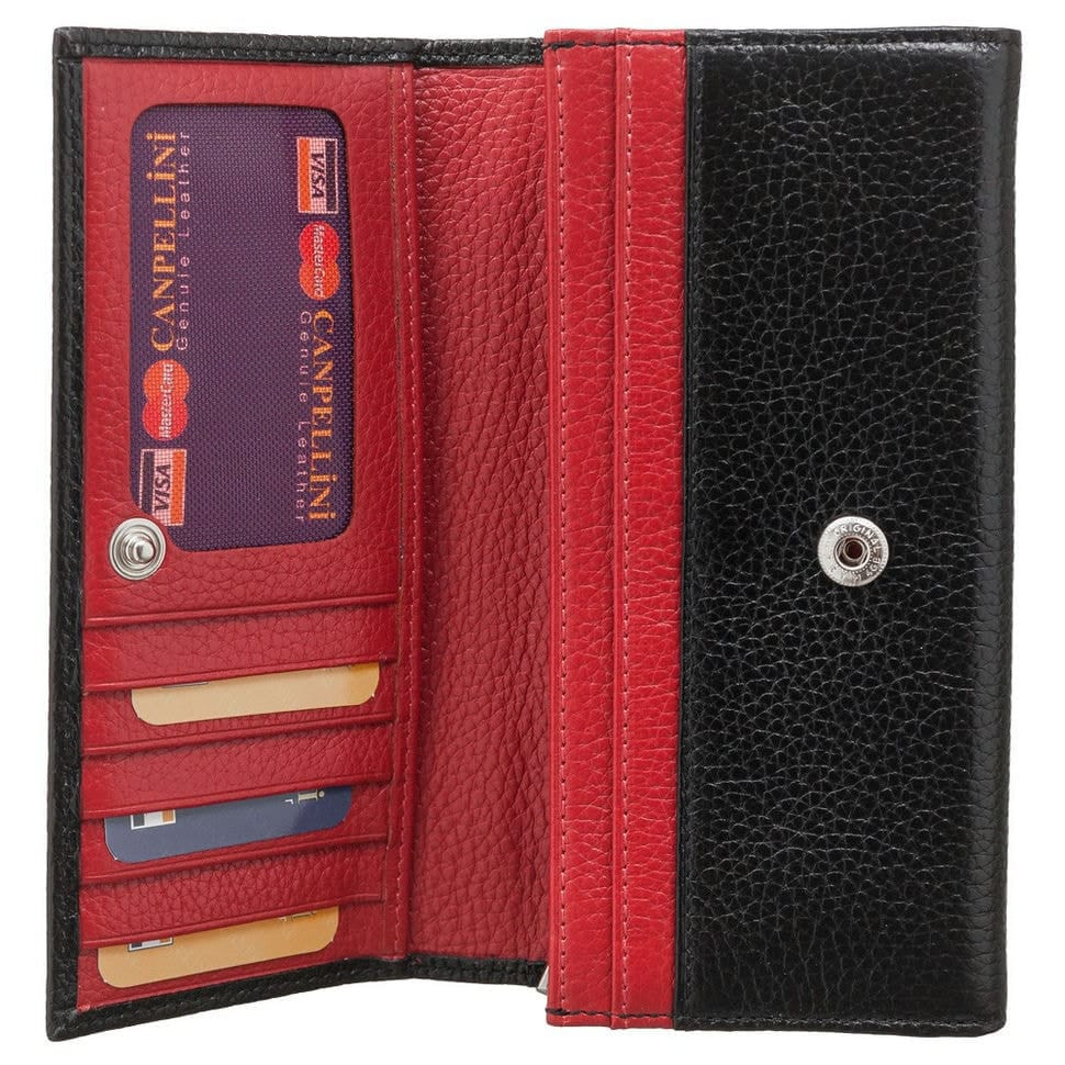 Гаманець жіночий шкіра CANPEL 2036-7 DM чорно-червоний флотар