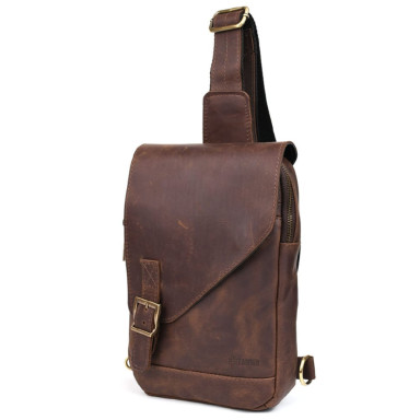 Backpack leather sling on one shoulder RC-6403-4lx TARWA brown crazy horse