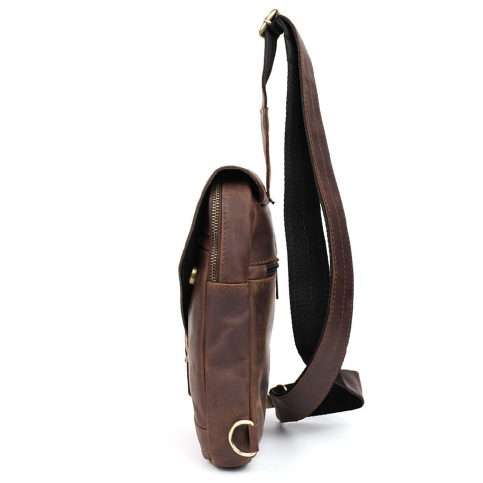 Рюкзак шкіряний слінг на плече RC-6403-4lx TARWA коричневий крейзі хорс