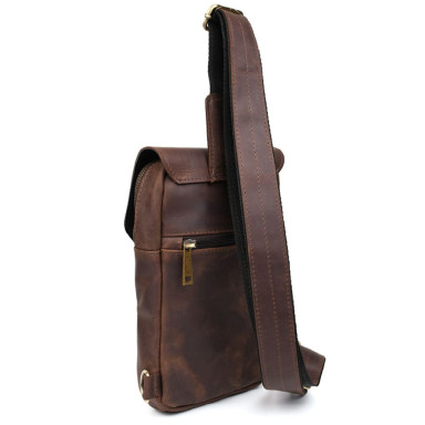 Backpack leather sling on one shoulder RC-6403-4lx TARWA brown crazy horse